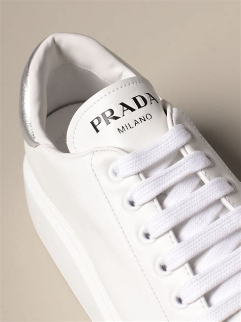 prada sneakers all white|Prada white high top sneakers.